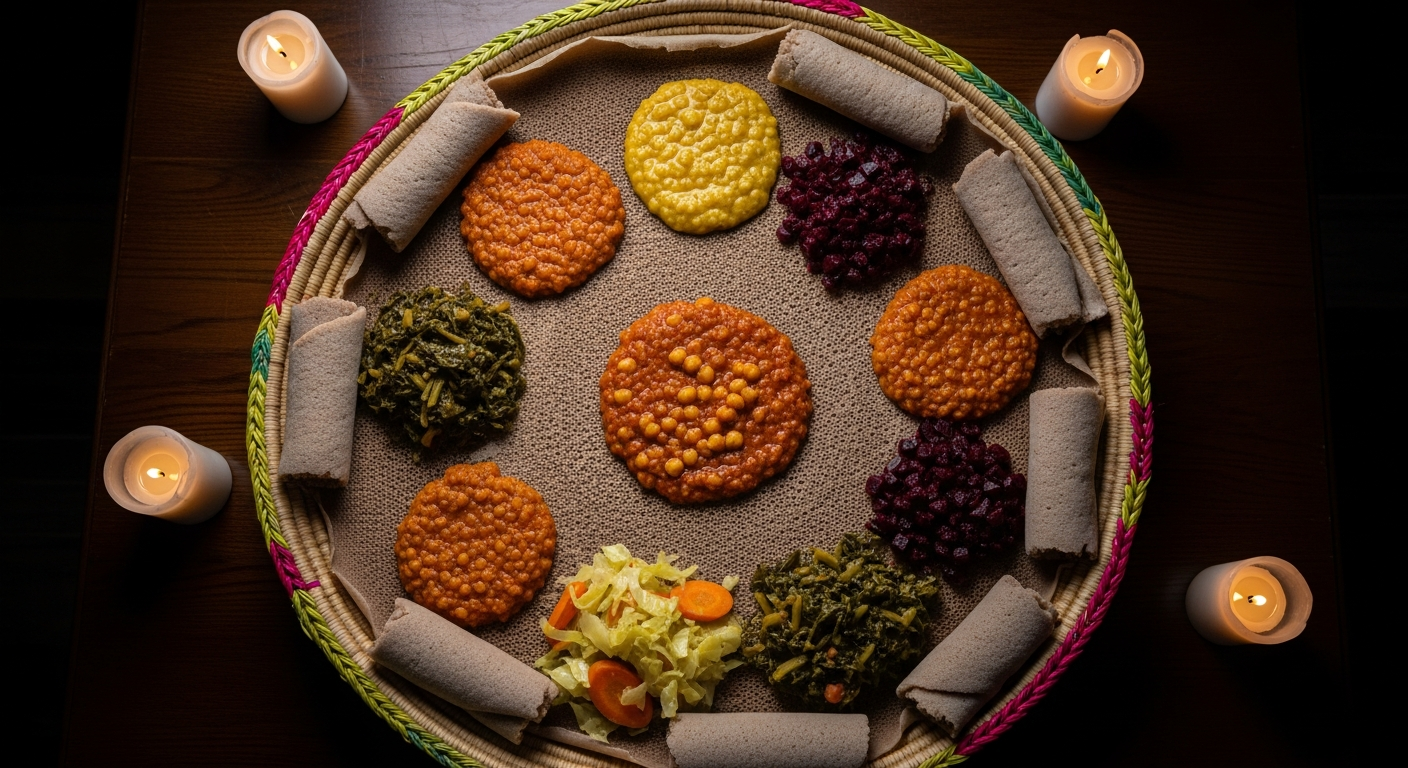 Café Lalibela — traditional Ethiopian injera feast, Footscray Melbourne